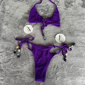 JMP Purple Beaded Bikini Set